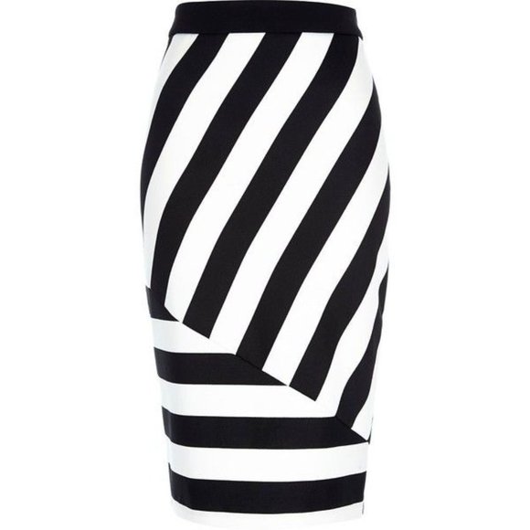River Island 3 Direction Black & White stripe pencil skirt UK SIZE18 = US 14/16 - Picture 6 of 6